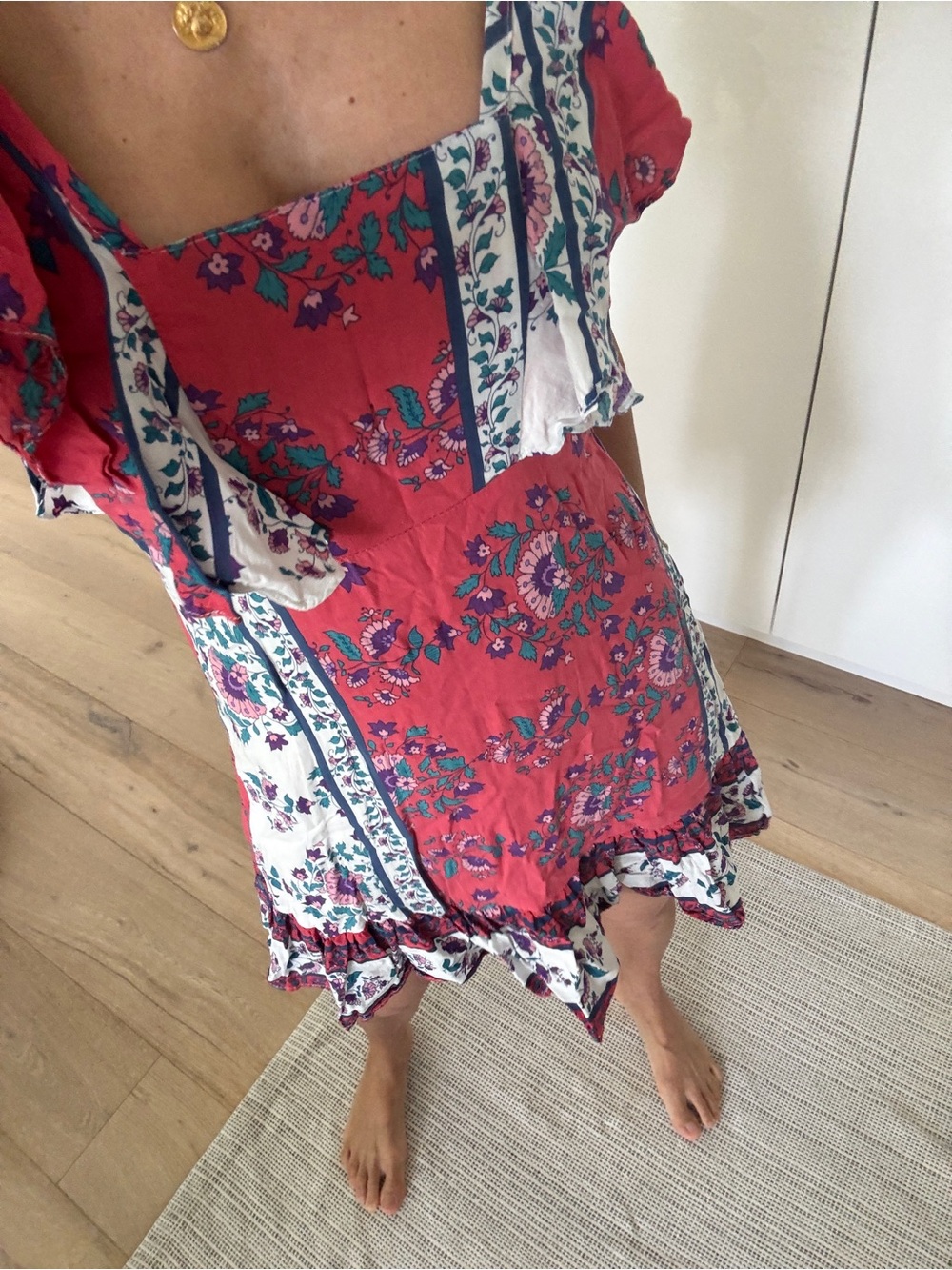Red Floral Ruffle Sundress - Picture 6 of 13